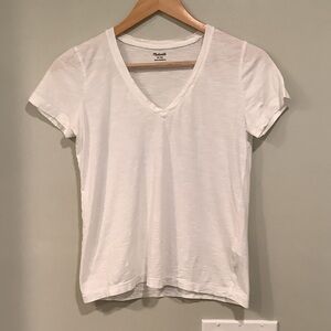 Madewell White Short Sleeve V-Neck Tee
